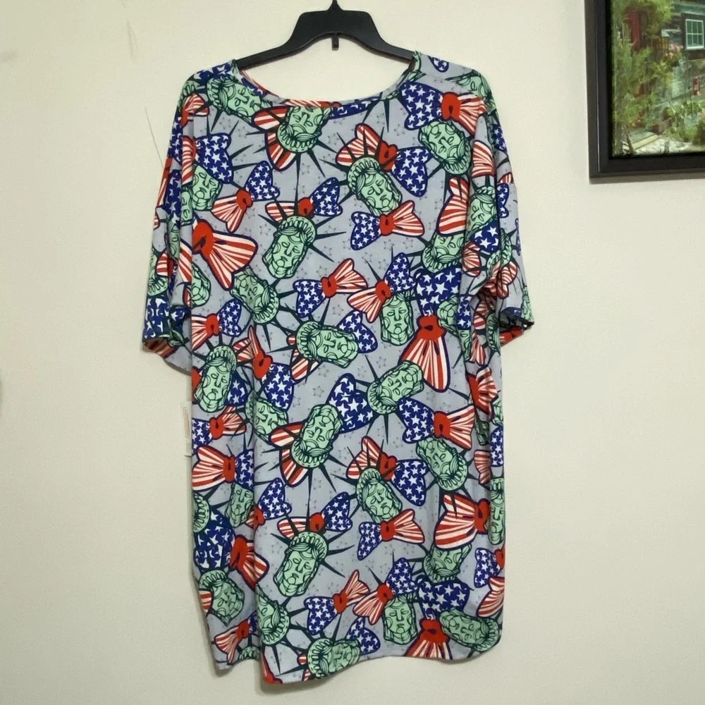 LuLaRoe Irma Top NWT Tunic Dress Printed Patriotic 4th of July Shirt size 3XL